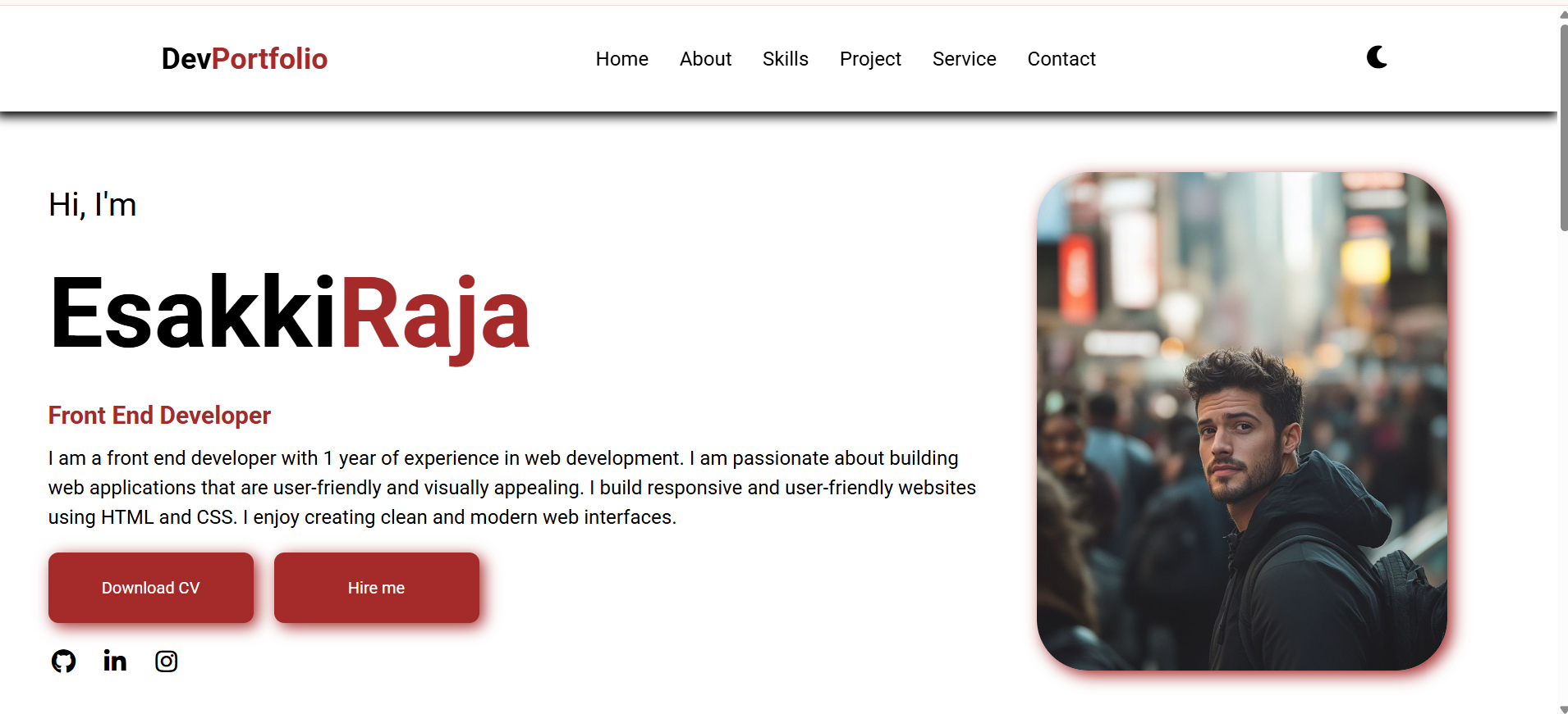 Developer Portfolio Project Preview
